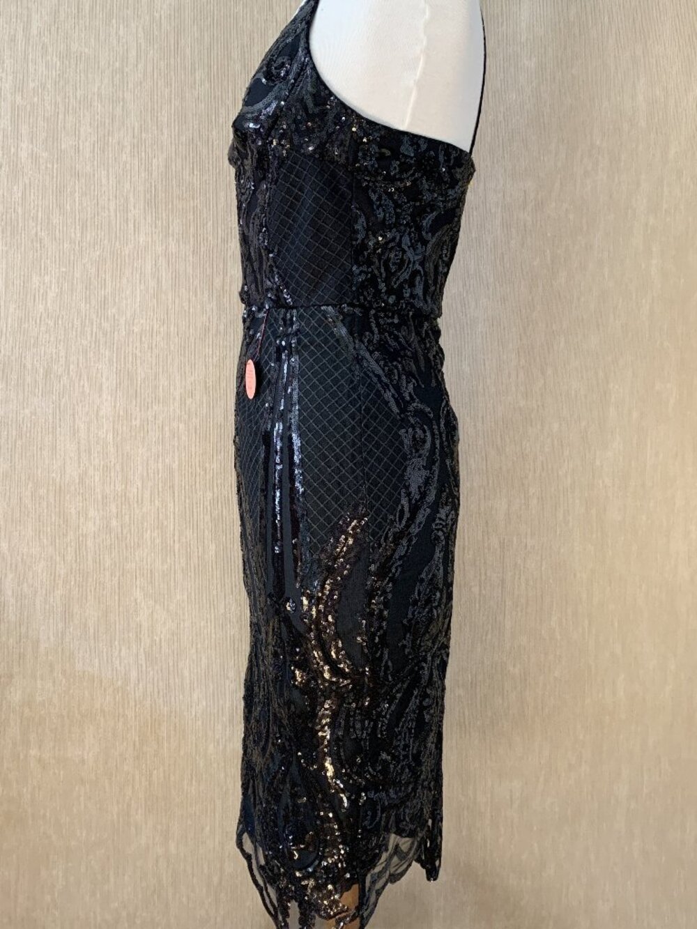 NWT Chi Chi London Margot Black Sequin Bodycon Midi Dress UK | Size 10 - Picture 5 of 10